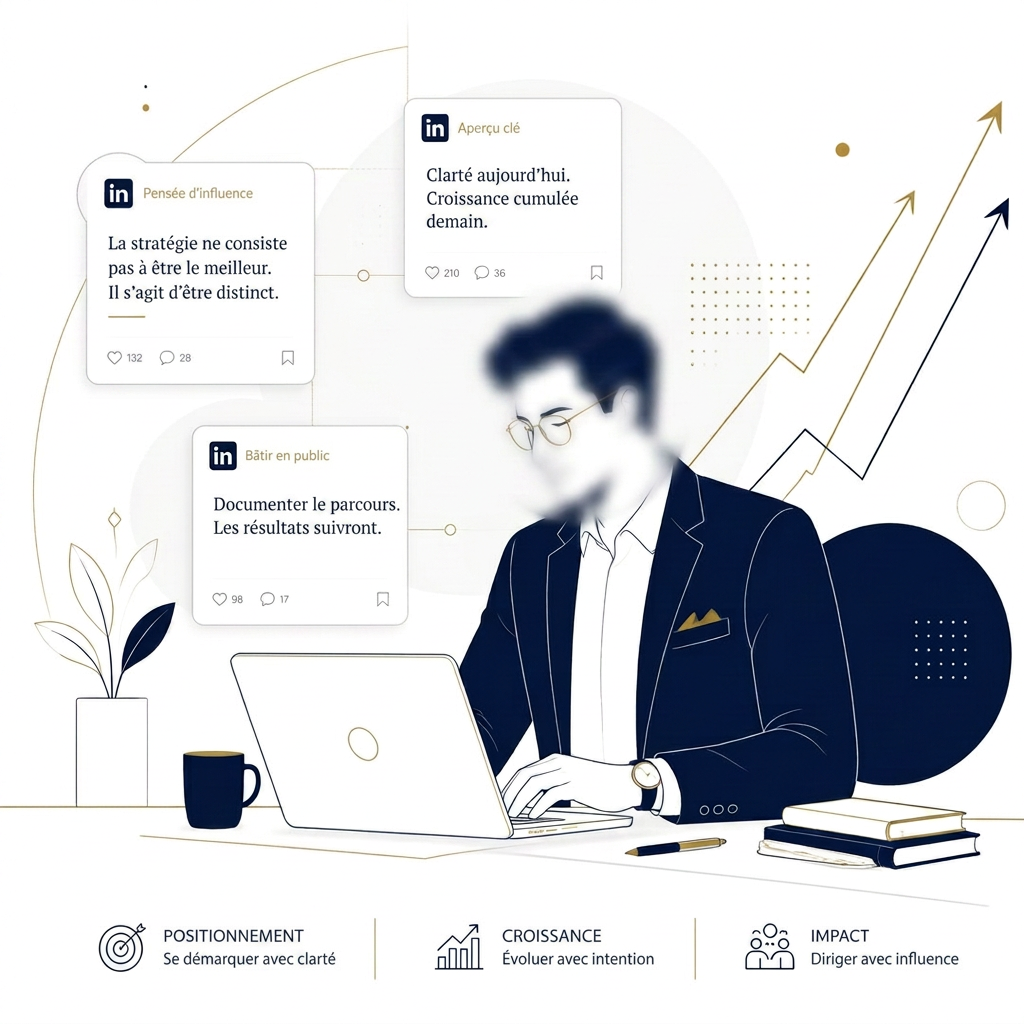 Entrepreneur travaillant sur sa présence LinkedIn